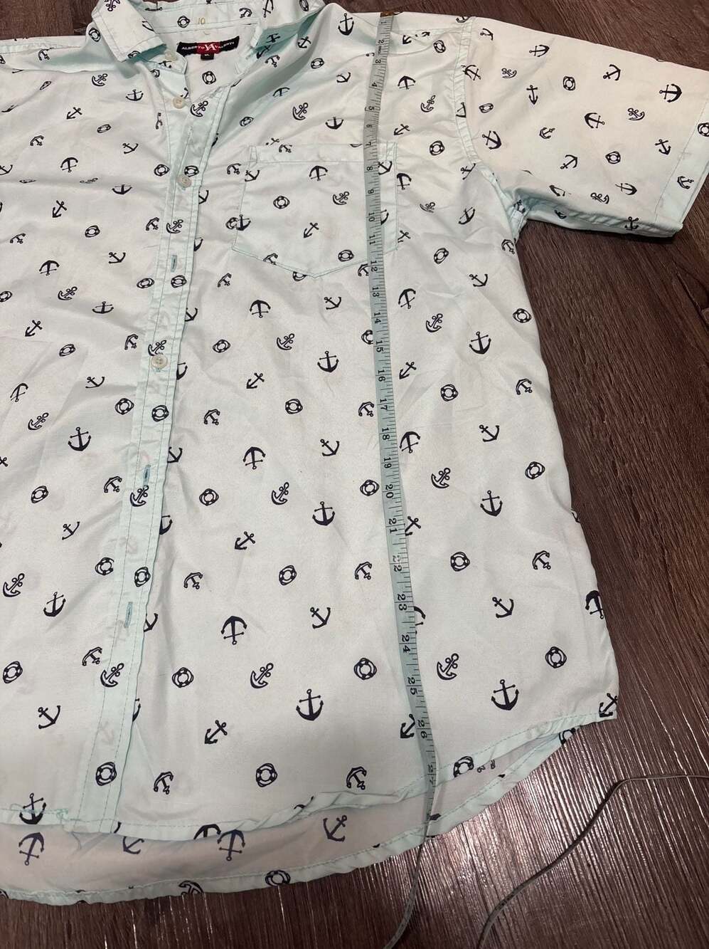 Alberto Valenti Men's XL Short Sleeve Nautical Anchor Print Button Down Shirt - Picture 7 of 10